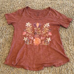 NATURAL LIFE Red Orange Graphic Short Sleeve Tee